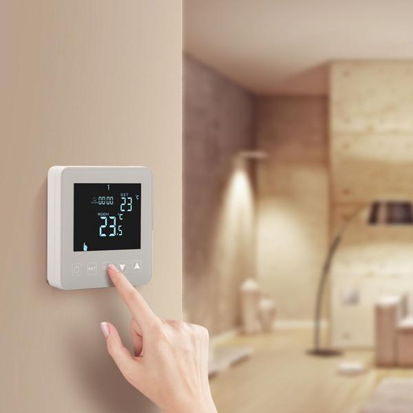 4er-Set Wandthermostat für Fussbodenheizung - Programmierbar mit Touch-Tasten, LCD-Display & Urlaubsmodus - Frostschutz-Automatik, 230V