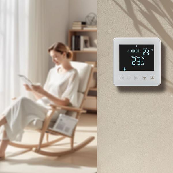 4er-Set Wandthermostat für Fussbodenheizung - Programmierbar mit Touch-Tasten, LCD-Display & Urlaubsmodus - Frostschutz-Automatik, 230V