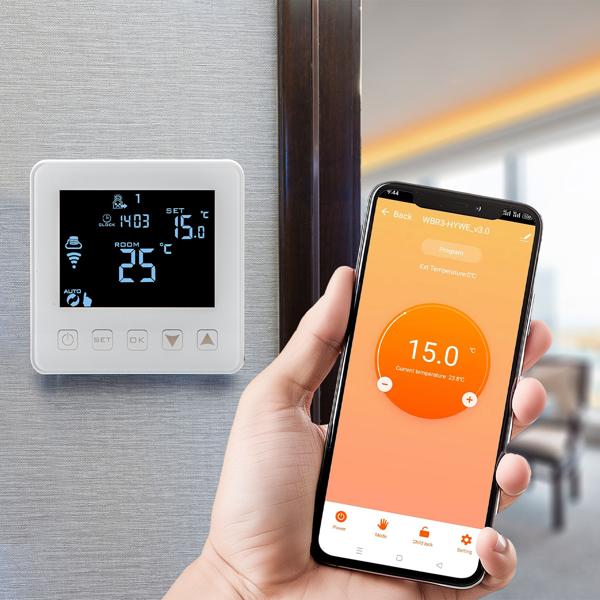2er-Set WLAN-Thermostat für Fussbodenheizung - App-Steuerung, Siri, Alexa, GA - Frostschutz, 2 Sensoren, LCD-Display, 5-35°C, 230V, Unterputz