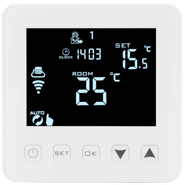 2er-Set WLAN-Thermostat für Fussbodenheizung - App-Steuerung, Siri, Alexa, GA - Frostschutz, 2 Sensoren, LCD-Display, 5-35°C, 230V, Unterputz