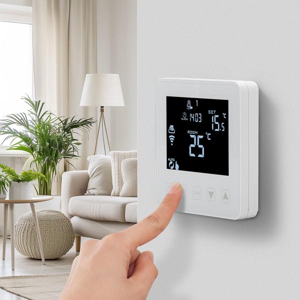 2er-Set WLAN-Thermostat für Fussbodenheizung - App-Steuerung, Siri, Alexa, GA - Frostschutz, 2 Sensoren, LCD-Display, 5-35°C, 230V, Unterputz