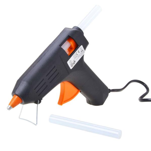 Heissklebepistole mit Aufstellbügel - Sicheres, schnelles Kleben von Holz, Kunststoff, Textilien, Leder - 40W, inkl. 2 Klebestiften Ø 11 mm