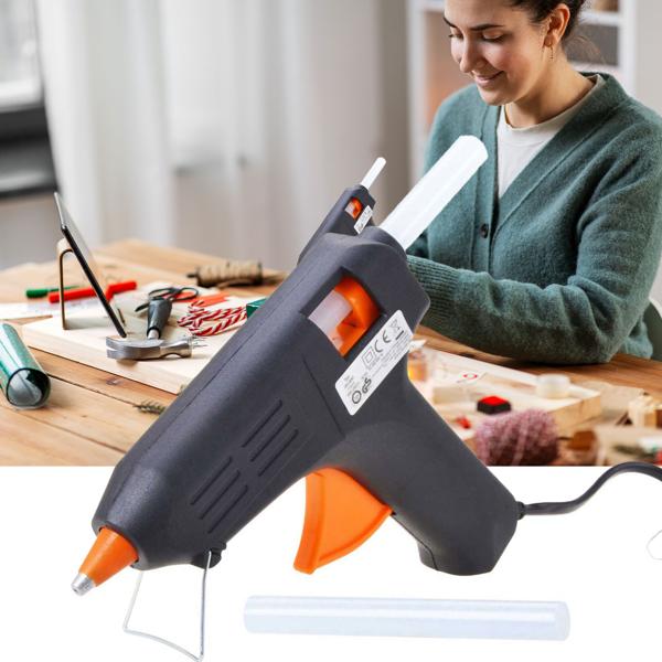 Heissklebepistole mit Aufstellbügel - Sicheres, schnelles Kleben von Holz, Kunststoff, Textilien, Leder - 40W, inkl. 2 Klebestiften Ø 11 mm