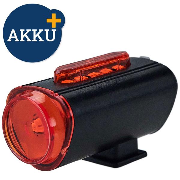 LED-Akku-Velorücklicht - Sicherheitszonenbeleuchtung & USB-aufladbar - Optimaler Abstrahlwinkel, IPX4, 60x30x30mm, inkl. Halterung & Ladekabel