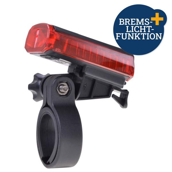 Akku-Velo-Rücklicht mit Bremslichtfunktion - Erhöhte Sicherheit, 270° Leuchtwinkel & IPX4 Spritzwasserschutz - USB-Ladeanschluss - 3.7V 480mAh Akku