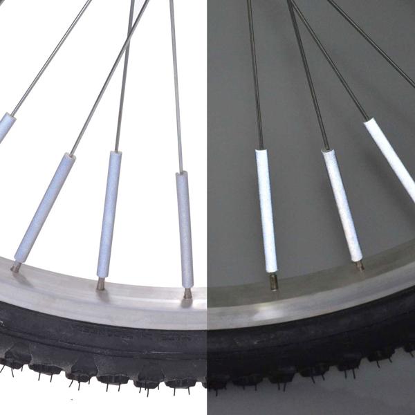 36 Speichenreflektoren - Ø 6 x 70 mm - Unsichtbar am Tag für Verkehrssicherheit bei Nacht - 3M Scotchlite Silber - Mit Prüfzeichen K-1008