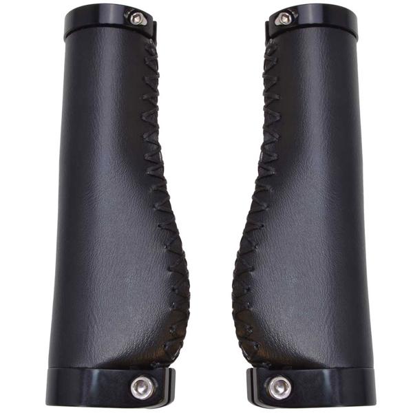 Universal-Velogriffe Lederoptik - Ergonomisch für ermüdungsfreies Radeln - Stossdämpfend - Ø 22mm - 135mm Länge Mattschwarz