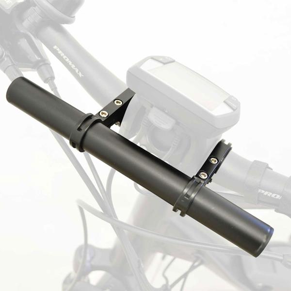 Fahrrad Lenker-Verlängerung Velo - Zusatzraum für Tacho, Actioncam, Handy, Lampe - Robuste Aluminiumlegierung, Schwarz - 20 cm lang - Kompatibel mit 22-32mm Lenkern
