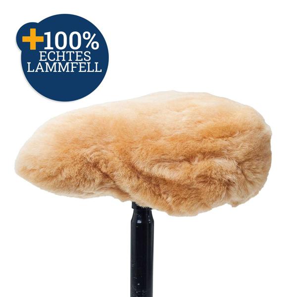 Velo-Sattelbezug aus 100% Lammfell natur - Max. Komfort & kein Schwitzen/Verrutschen - Passgenau mit Gummizug - 270x220mm, Ganzjährig