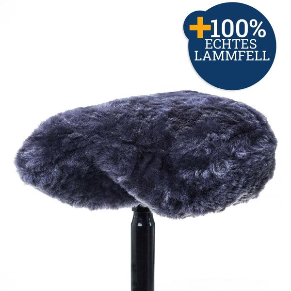 Velo-Sattelbezug 100% Lammfell Grau - Maximaler Komfort für lange Touren im Sommer & Winter - 270x220mm - Kein Schwitzen oder Verrutschen