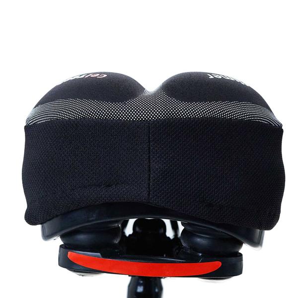 Velo-Sattelbezug für Sportsattel - 15mm Gel-Polsterung - Extra Komfort ohne Schmerzen - Stossdämpfend, rutschfest & wetterbeständig - Schwarz/Grau