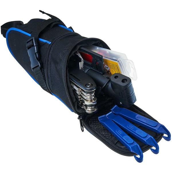 Velo-Werkzeug-Set 7-teilig - Komplett-Reparaturset für Fahrrad-Pannenhilfe - Inkl. Teleskop-Luftpumpe, Reifenheber, Multitool & Transporttasche