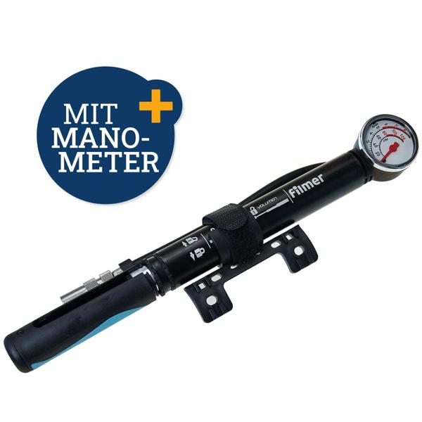Universal Velopumpe mit Manometer - Für alle Ventilarten geeignet, Hochwertiger Aluminium Korpus & TÜV/GS geprüft - 0-8 bar (0-120 psi)