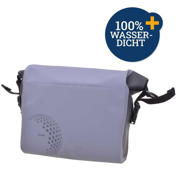 Velolenker-Tasche - 100% wasserdicht für Handy, Schlüssel & Kamera - Grau, 5L Volumen, Tarpaulin 500D PVC, 29x25x13cm - Für Fahrrad, Trekking & Uni