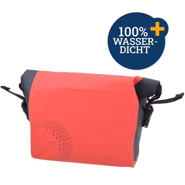 Velolenker-Tasche rot - 100% wasserdicht für Handy Kamera & mehr - 5L Volumen - Tarpaulin 500D PVC - 29x25x13cm - für Fahrrad-Trekking
