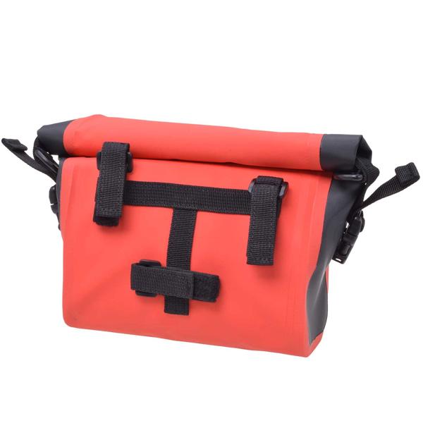 Velolenker-Tasche rot - 100% wasserdicht für Handy Kamera & mehr - 5L Volumen - Tarpaulin 500D PVC - 29x25x13cm - für Fahrrad-Trekking