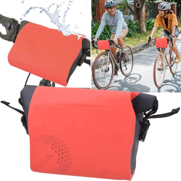 Velolenker-Tasche rot - 100% wasserdicht für Handy Kamera & mehr - 5L Volumen - Tarpaulin 500D PVC - 29x25x13cm - für Fahrrad-Trekking