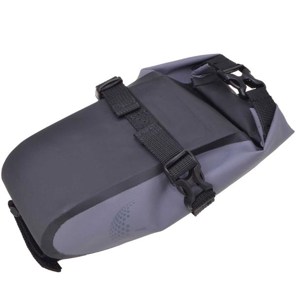 Fahrrad-Satteltasche - 100% wasserdicht für Velo & Mountainbike - Tarpaulin 500D PVC - 1L Volumen - Klickverschluss - Grau - 290x180x80mm