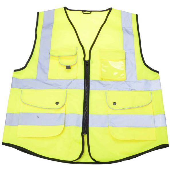 Warnweste Grösse L - neongelb - Erhöht Sichtbarkeit im Verkehr - DIN EN ISO 20471 zertifiziert - inkl. 6 Taschen & Reissverschluss - Für Velo & Auto