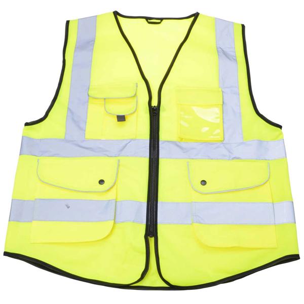 Warnweste XL neongelb - Hohe Sichtbarkeit mit Reflektorstreifen für Velo & Auto - DIN EN ISO 20471 zertifiziert - Inkl. 6 Multifunktionstaschen & Reissverschluss