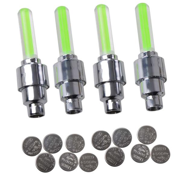 4er-Set Ventilleuchten - Für Fahrräder & Autos - Coole Lichteffekte für Partys & Fotoshootings - Robustes ABS/Zinklegierung Ø 17 x 63 mm, inkl. Batterien