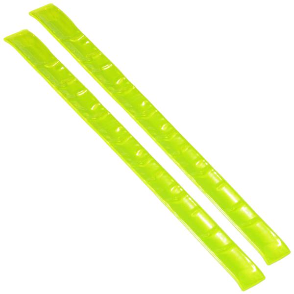 2er-Set Reflektorband mit Snap-Verschluss - Erhöhte Sicherheit in Dämmerung & Dunkelheit für Jogger, Radfahrer, Kinder - 30x3 cm, Neongelb, EN 13356