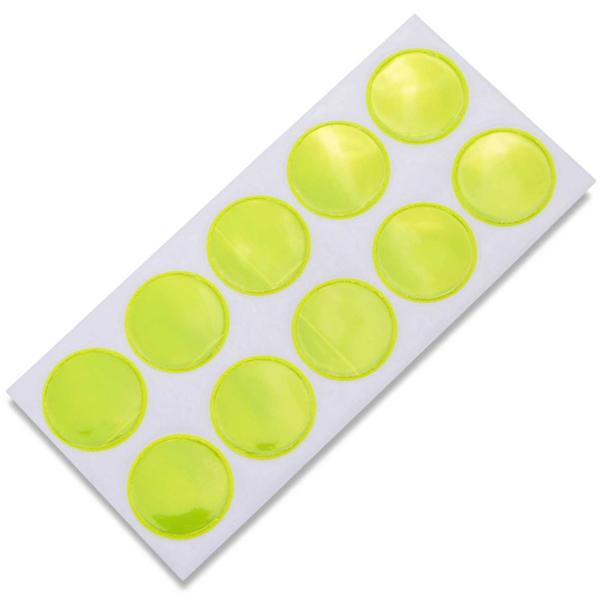 Reflektor-Sticker 10er-Set - Erhöhen Sichtbarkeit & Sicherheit im Strassenverkehr - Selbstklebend, Ø 20mm, reissfest, witterungsbeständig, 100% PVC, gelb