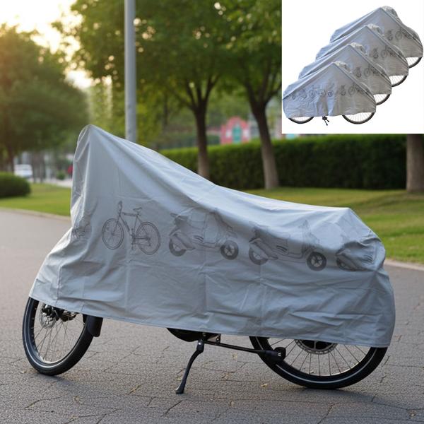 4er-Set Universal-Fahrradabdeckung - Ganzjahres Wetterschutz vor Regen, Schnee, Wind & Sonne - 200x110cm - PEVA, Klettverschluss
