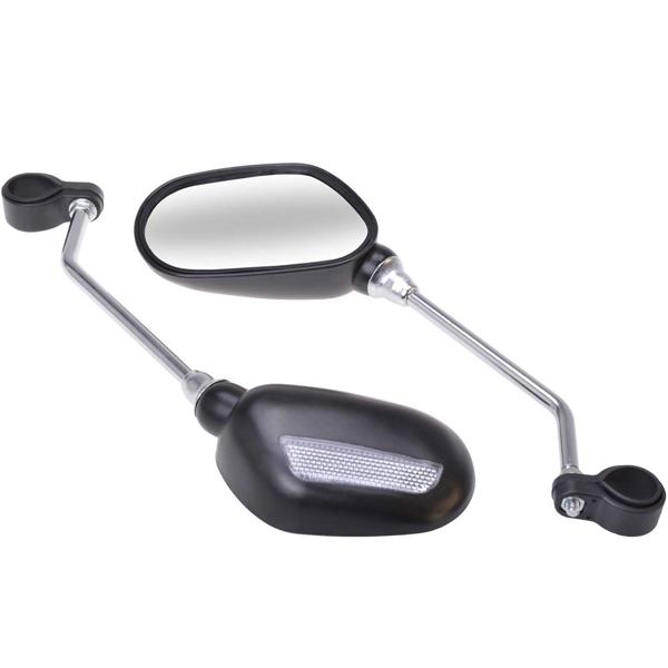 Velo-Rückspiegel-Set (2 Stück) - Für sicheren Überblick im Strassenverkehr - Universell passend, inkl. Reflektor, schwarz, Metall/Kunststoff