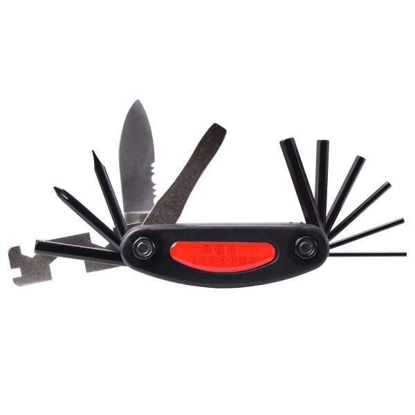 Velo Reparatur Set 24-teilig - Multitool, Reifenreparatur-Kit, Flickzeug - inkl. Nylontasche mit Gürtelschlaufe - 8.5x4x2.5cm