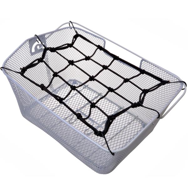 2er-Set Dehnbares Gepäcknetz für Velokörbe - Sichere Gepäckfixierung mit 6 Haken - 25x25cm, dehnbar bis 50x50cm, Gummi/Metall - Für Fahrrad, E-Bike