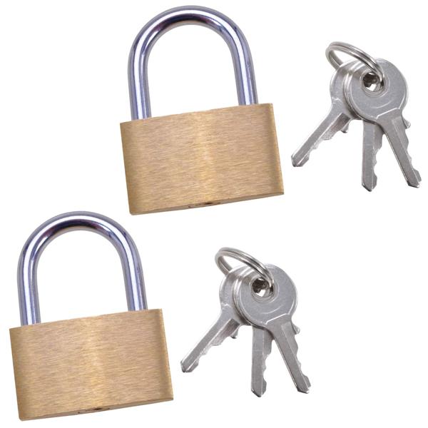 2er-Set Kleines Vorhängeschloss - Fahrradschloss für Velokörbe, Türen & Velos - Bügelstärke 4mm, verchromter Stahl, rostbeständig - Inkl. 3 Schlüssel