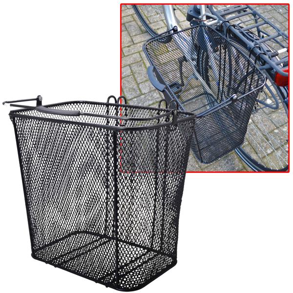 2er-Set Velokorb 25L - Fahrradkorb für Gepäckträger seitlich zum Einhängen - Kunststoffummanteltes Metall Schwarz, 35x23x32 cm - stylisch für Picknick & Einkauf