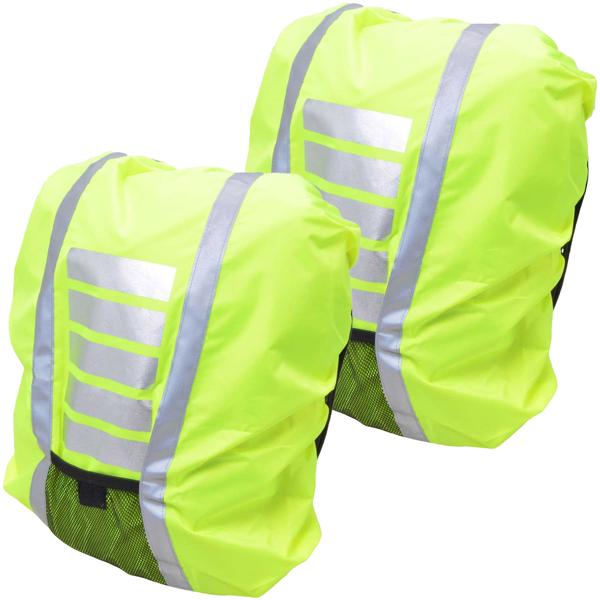 2er-Set Reflektierende Regenschutzhülle für Schulrucksack - Wasserdicht & sicher, Schulranzen-Regenhülle mit Gummizug & Netztasche