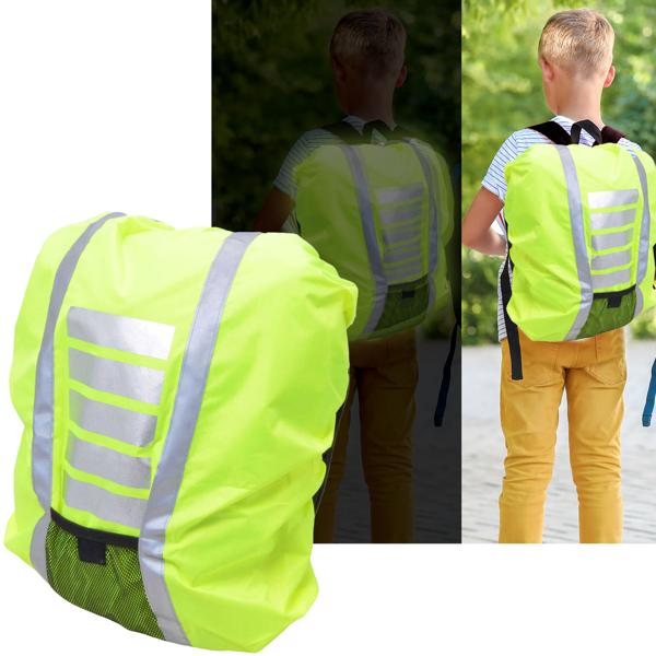 2er-Set Reflektierende Regenschutzhülle für Schulrucksack - Wasserdicht & sicher, Schulranzen-Regenhülle mit Gummizug & Netztasche
