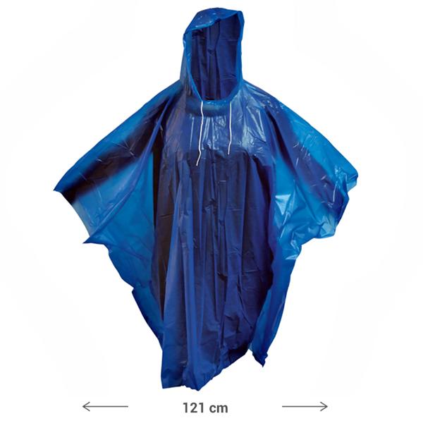 Universal Regenponcho mit Kapuze - Robuster PEVA-Kunststoff für zuverlässigen Schutz vor Regen - Ideal für Wanderungen & Alltag - Marineblau, 121cm breit