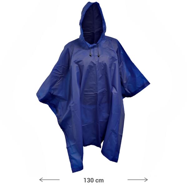 Universal Regenponcho mit Kapuze - Optimaler Schutz vor Nässe für Wanderungen & Arbeit - Platzsparend, robustes PEVA, 130cm, blau, mit Kordel
