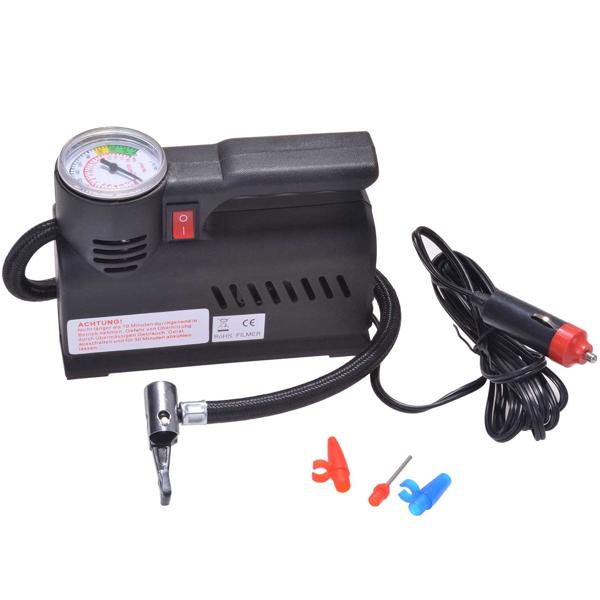 Luft-Kompressor mit Manometer 18bar - Reifen, Luftmatratzen, Gummiboot aufpumpen - 12V Zigarettenanzünder, 3m Kabel, 4.5 L/min Fördervolumen
