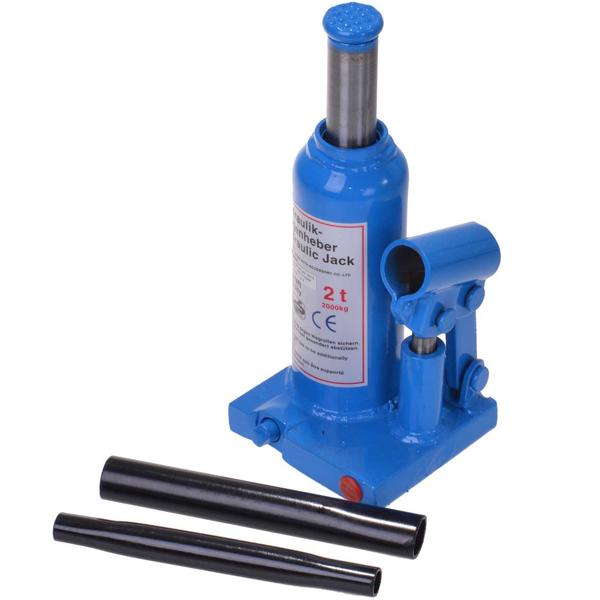 Hydraulik-Wagenheber - 2 Tonnen Tragkraft - ideal für PKW Reifenwechsel & Autoreparatur - 16,5-26cm Arbeitshöhe - 2-teiliger Pumpenkipphebel