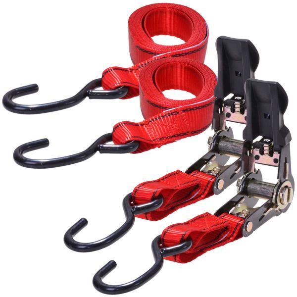 2er-Set Spanngurt 3m x 2,5cm rot - TÜV/GS geprüft, 230 kg Zugfestigkeit - Sichere Ladungssicherung für Umzüge, LKW & Anhänger - PE/Stahl
