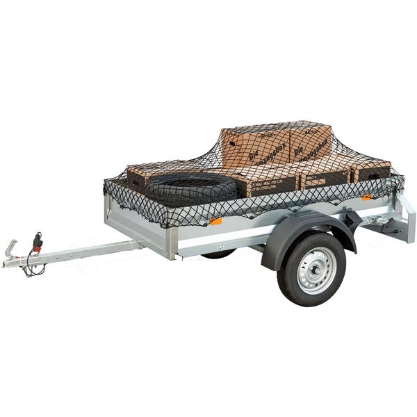 2er-Set Sicherheitsnetz für PKW-Anhänger - Ladungssicherung, Schutz vor Verlust - Wetterfestes PP - Gummiseil - Maschenweite 40x40 mm