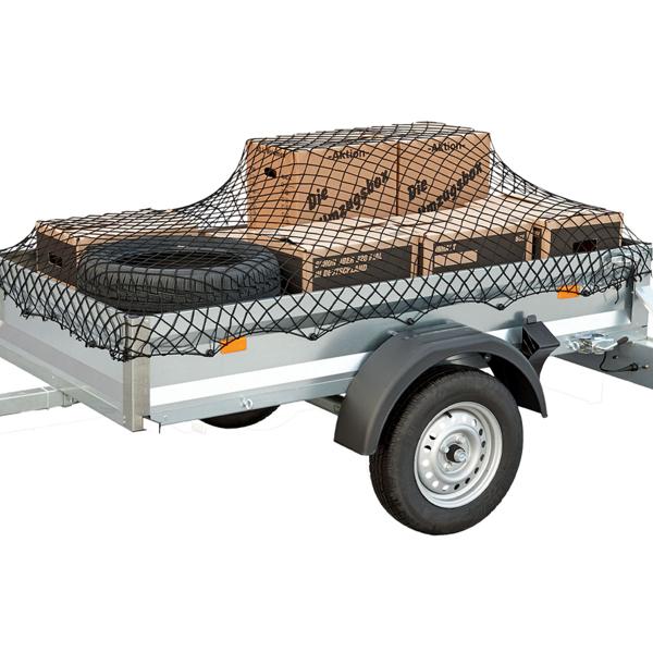 2er-Set Sicherheitsnetz für PKW-Anhänger - Ladungssicherung, Schutz vor Verlust - Wetterfestes PP - Gummiseil - Maschenweite 40x40 mm
