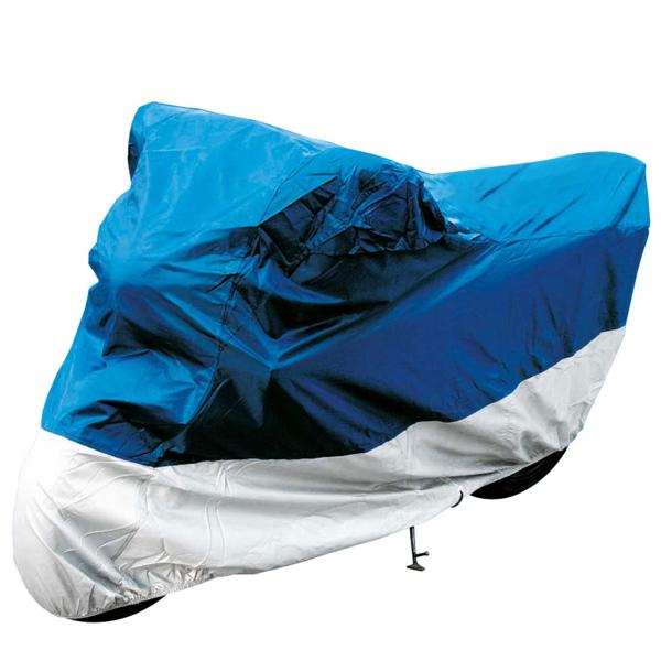 Universal Motorrad-Vollgarage (246x105x127cm): Mit Gummizügen, reissfest, blau-weiss – perfekte Passform und einfacher Schutz für jedes Motorrad