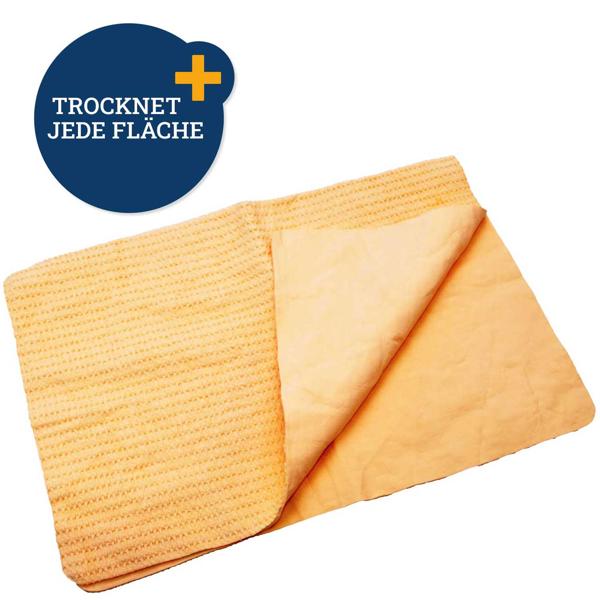 Auto- & Fenstertuch 43x32cm - Saugt Wasser wie ein Magnet - PVA-Kunstfasertuch gelb für Auto-, Scheiben- & Fensterreinigung - robust & langlebig
