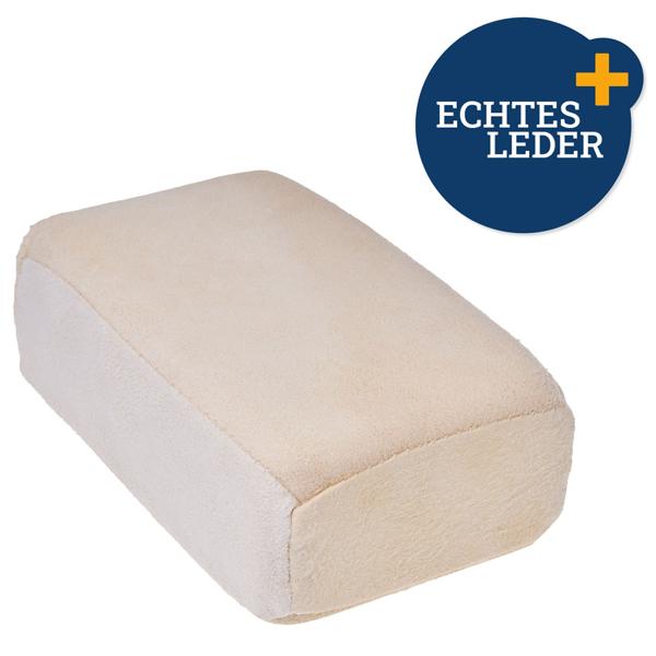 Fensterleder-Schwamm aus Naturleder 12x8x4 cm - Streifenfreie Autoreinigung, Scheiben- & Kfz-Pflege - Saugfähig, robust & löst hartnäckigen Schmutz