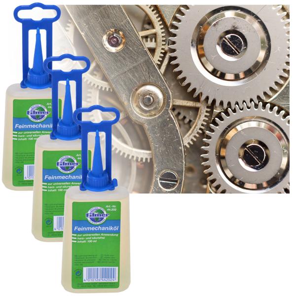 3er-Set Universal-Feinmechanik-Öl 100ml - Harz- & Säurefrei mit Dosierspitze - Für Fahrräder, Nähmaschinen, Schlösser, Werkzeuge - Schutz vor Korrosion