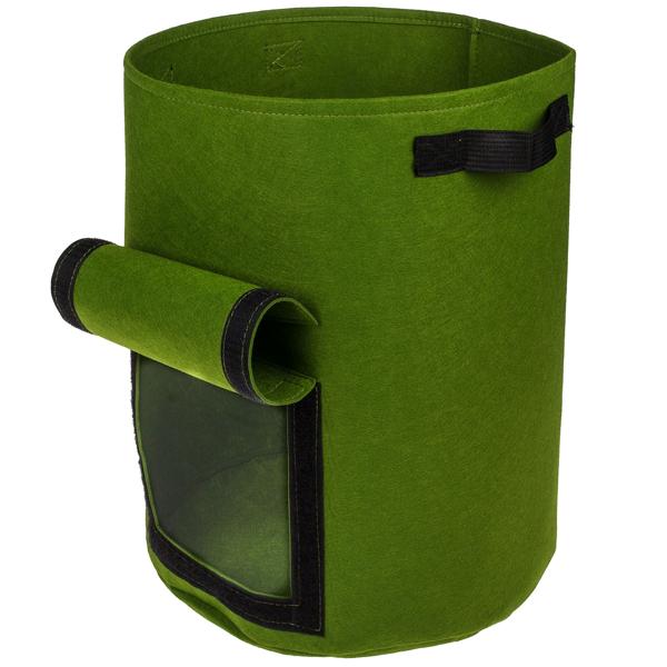 3er-Set Pflanzsäcke mit Erntefenster - Filz, 43 Liter, Ø 35x45cm - Schwarz, Grün & Beige - Ideal für Kartoffeln, Urban Gardening, Balkon, Terrasse