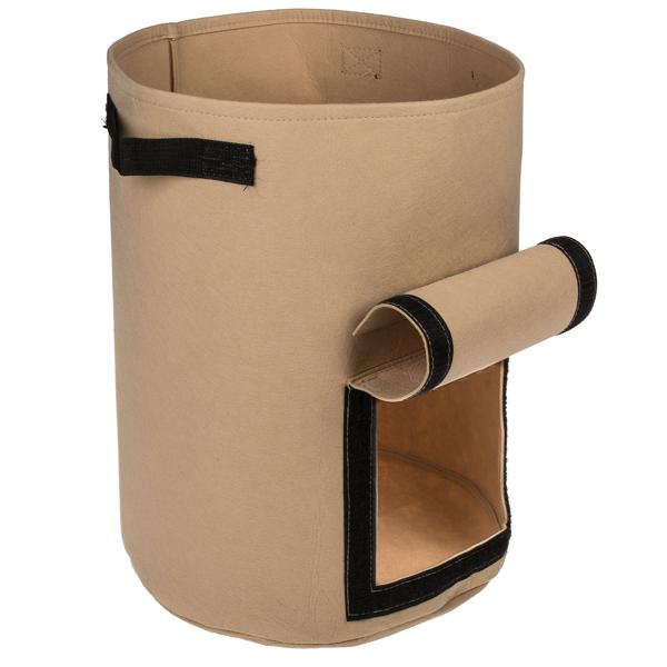 3er-Set Pflanzsäcke mit Erntefenster - Filz, 43 Liter, Ø 35x45cm - Schwarz, Grün & Beige - Ideal für Kartoffeln, Urban Gardening, Balkon, Terrasse