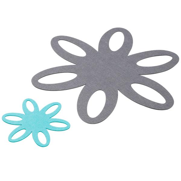 2er-Set Pfannenschutz - schützt Pfannen & Töpfe zuverlässig vor Kratzern - Filz, Ø 38 & 15 cm, 2mm dick, grau/türkis - Topfschoner