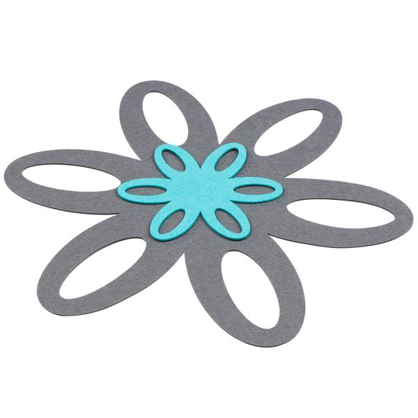 2er-Set Pfannenschutz - schützt Pfannen & Töpfe zuverlässig vor Kratzern - Filz, Ø 38 & 15 cm, 2mm dick, grau/türkis - Topfschoner